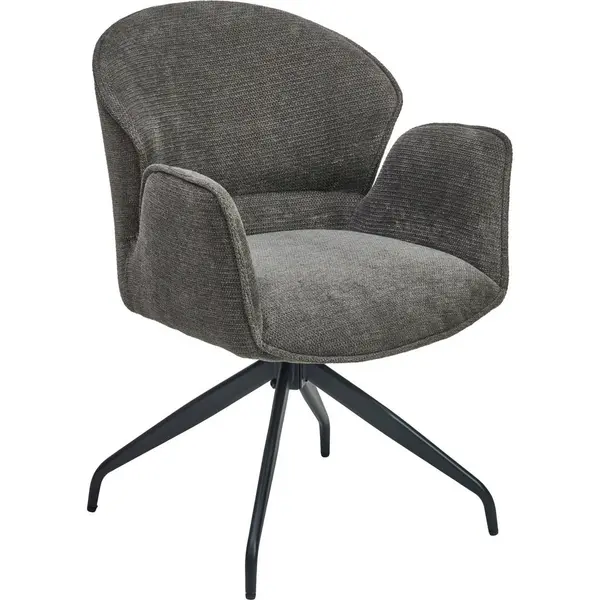 Scaun Cu Brațe din lemn, metal, textil, negru