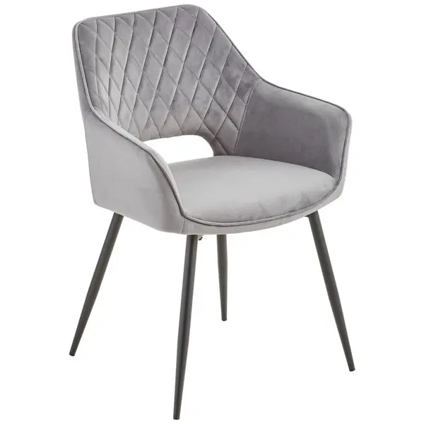 Scaun Cu Brațe din lemn, metal, textil, negru, gri închis