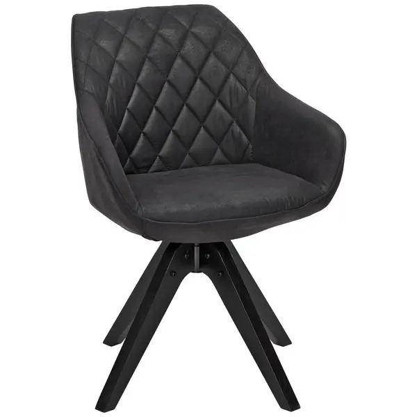 Scaun Cu Brațe din lemn, textil, negru, gri închis