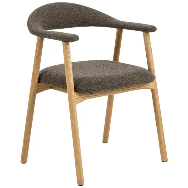 Scaun Cu Brațe din lemn, textil, taupe
