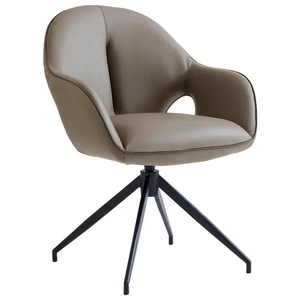 Scaun Cu Brațe din metal, piele, antracit, negru