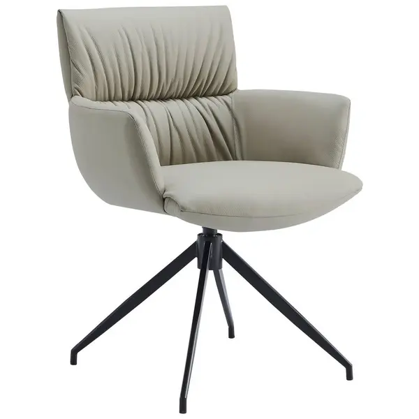 Scaun Cu Brațe din metal, piele, cappuccino