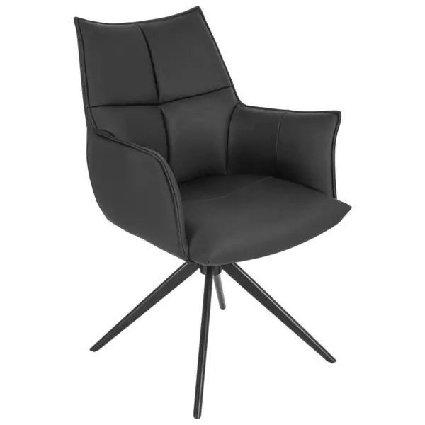 Scaun Cu Brațe din metal, piele, negru