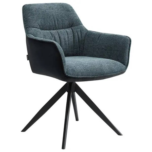Scaun Cu Brațe din metal, textil, albastru, negru