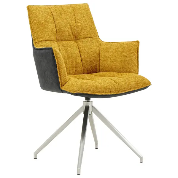 Scaun Cu Brațe din metal, textil, antracit, galben