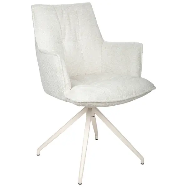 Scaun Cu Brațe din metal, textil, crem