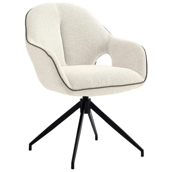 Scaun Cu Brațe din metal, textil, crem, negru