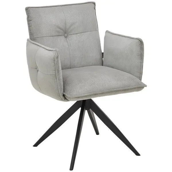 Scaun Cu Brațe din metal, textil, gri, negru