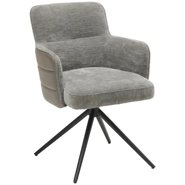 Scaun Cu Brațe din metal, textil, gri, negru