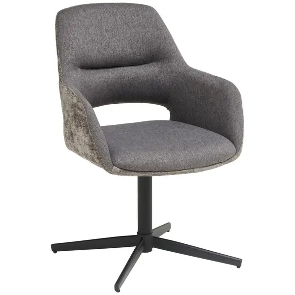 Scaun Cu Brațe din metal, textil, gri, negru