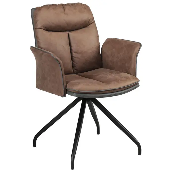 Scaun Cu Brațe din metal, textil, maro, gri