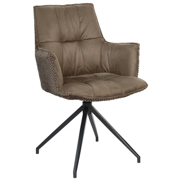 Scaun Cu Brațe din metal, textil, maro, negru