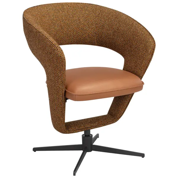 Scaun Cu Brațe din metal, textil, maro, ruginiu