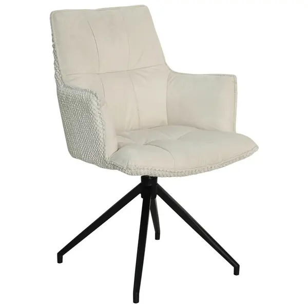 Scaun Cu Brațe din metal, textil, negru, bej