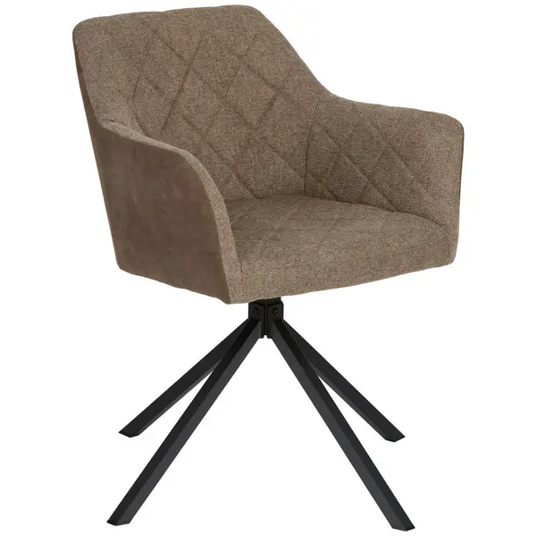 Scaun Cu Brațe din metal, textil, negru, bej