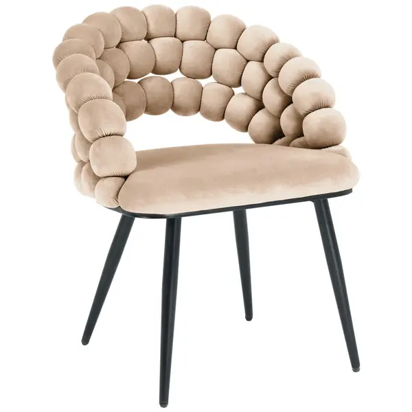 Scaun Cu Brațe din metal, textil, negru, bej