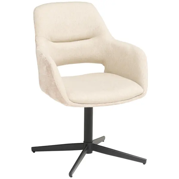 Scaun Cu Brațe din metal, textil, negru, bej