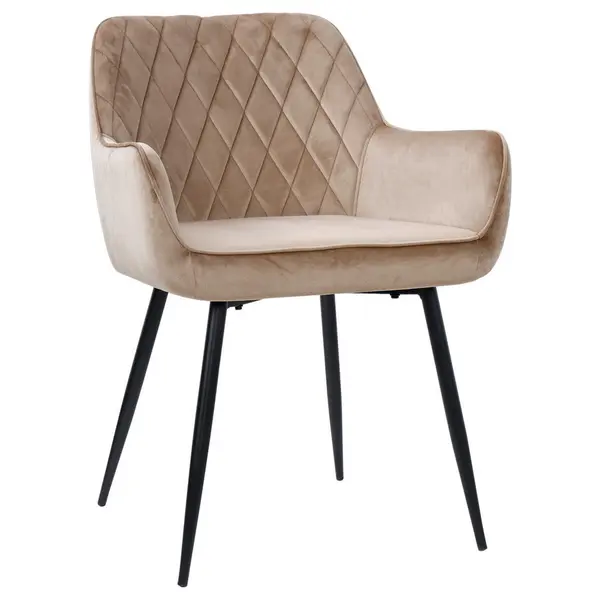 Scaun Cu Brațe din metal, textil, negru, bej