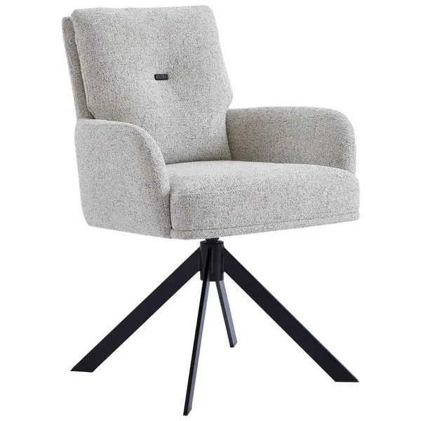 Scaun Cu Brațe din metal, textil, negru, bej