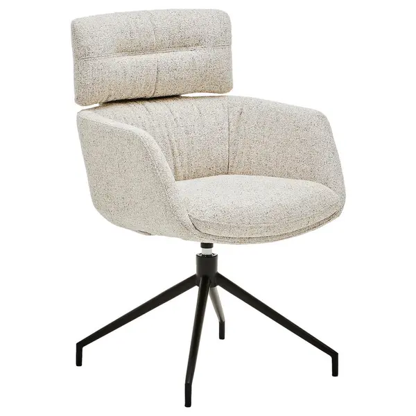 Scaun Cu Brațe din metal, textil, negru, bej