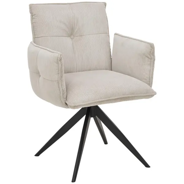 Scaun Cu Brațe din metal, textil, negru, bej