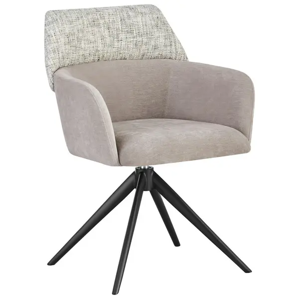 Scaun Cu Brațe din metal, textil, negru, grej