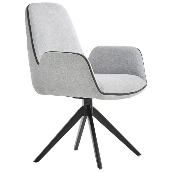 Scaun Cu Brațe din metal, textil, negru, gri deschis