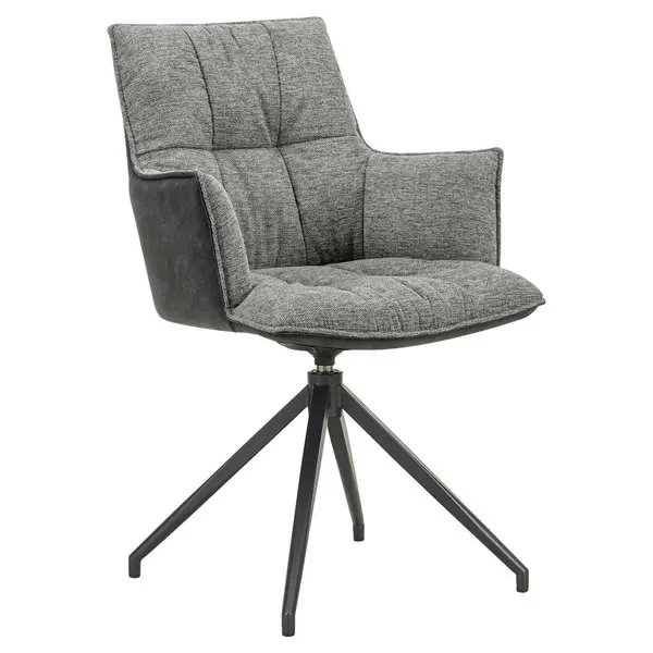 Scaun Cu Brațe din metal, textil, negru, gri deschis