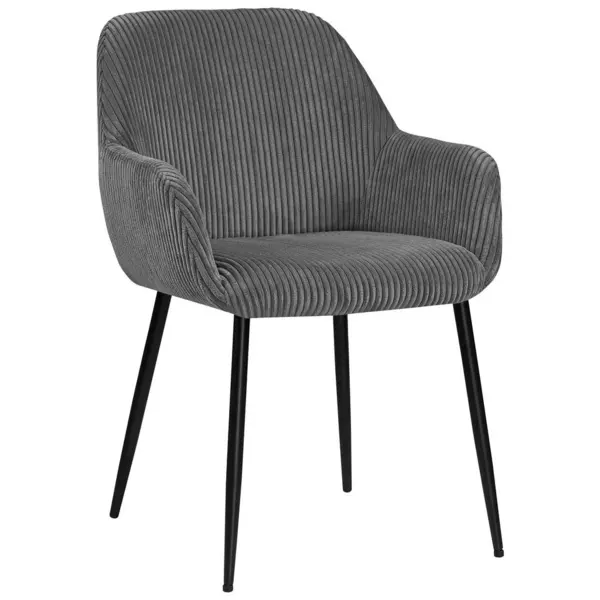 Scaun Cu Brațe din metal, textil, negru, gri închis