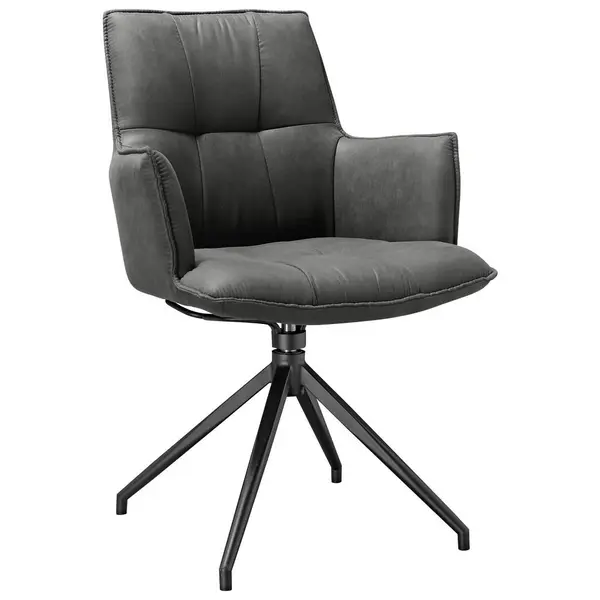 Scaun Cu Brațe din metal, textil, negru, gri închis