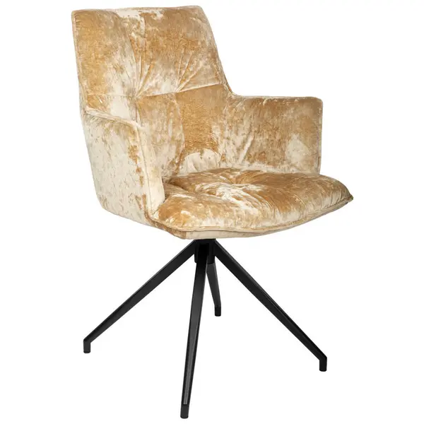 Scaun Cu Brațe din metal, textil, negru, taupe