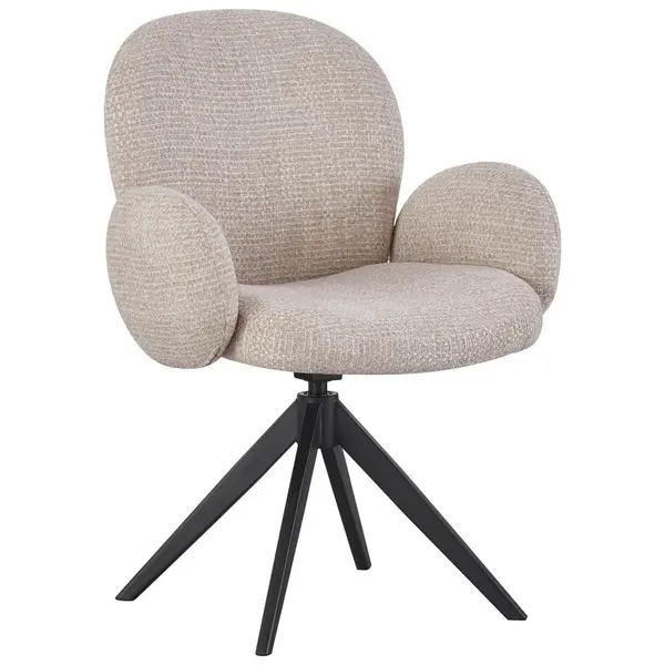 Scaun Cu Brațe din metal, textil, negru, taupe