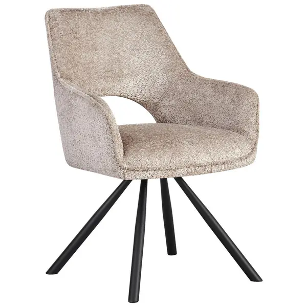 Scaun Cu Brațe din metal, textil, negru, taupe