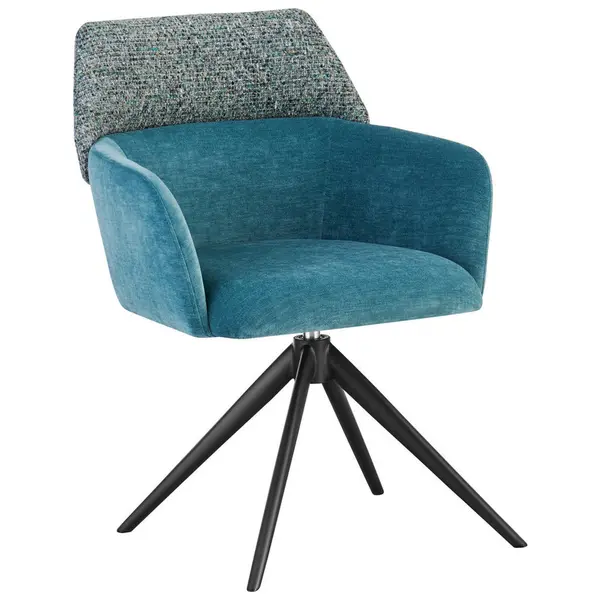Scaun Cu Brațe din metal, textil, negru, turcoaz