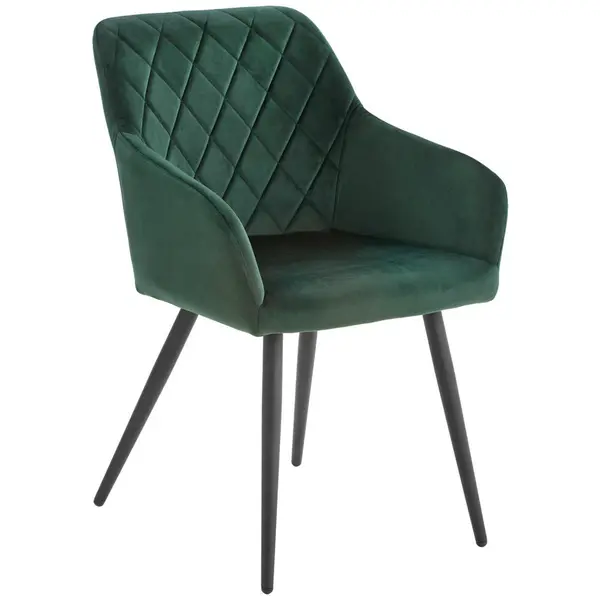 Scaun Cu Brațe din metal, textil, negru, verde închis