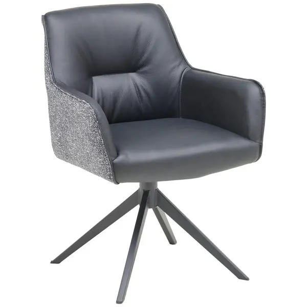 Scaun Cu Brațe din metal, textil, piele, negru