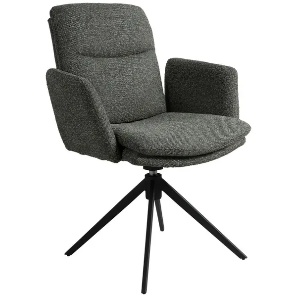 Scaun Cu Brațe din metal, textil, verde închis