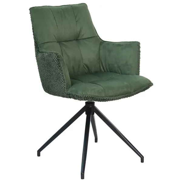 Scaun Cu Brațe din metal, textil, verde, negru