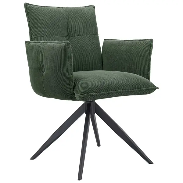 Scaun Cu Brațe din metal, textil, verde, negru