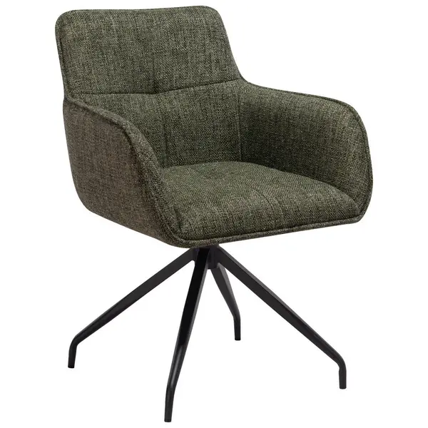Scaun Cu Brațe din metal, textil, verde, negru