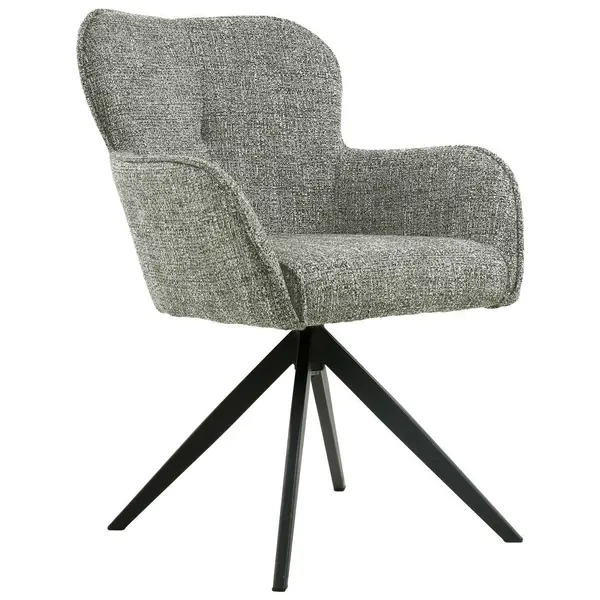 Scaun Cu Brațe din metal, textil, verde, negru