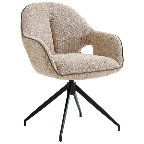 Scaun Cu Brațe din textil, metal, negru, nisipiu