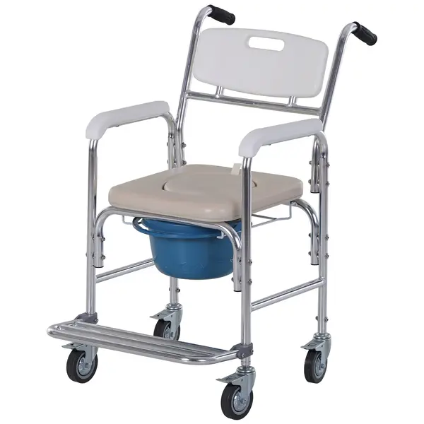 Scaun cu Rotile HOMCOM , cu Oală Detașabilă, Confortabil | Aosom Romania