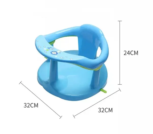 Scaun de baie Little Mom Baby Sit Light Blue design ergonomic cu spatar si cotiere, fixare cu ventuze, dimensiune 32 x 32 x 20.5 cm, varsta 6 luni+