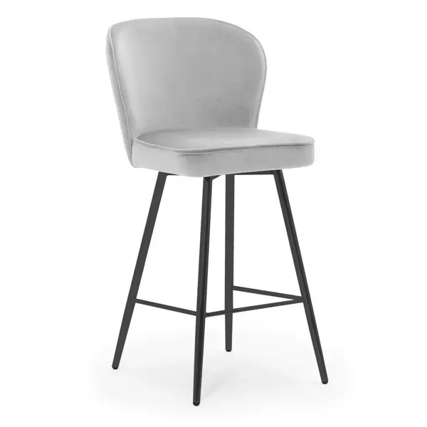 Scaun de bar Aine gri picioare negru - H60 cm