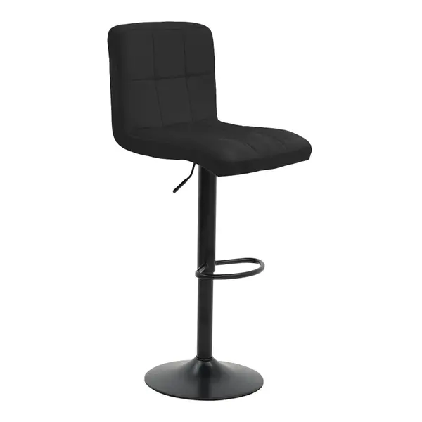 Scaun de bar ajustabil pe înaltime Remina, Catifea Neagra, Baza, Neagra Mata, 44x44x112 cm