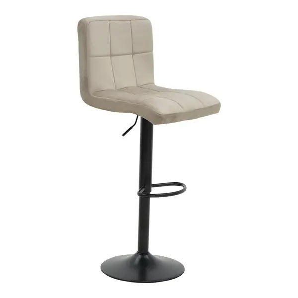 Scaun de bar ajustabil pe înaltime Remina, Catifea Neagra, Baza, Neagra Mata, 44x44x112 cm