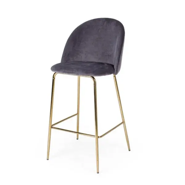 Scaun de bar CARRY VELVET H74 CM - Gri inchis