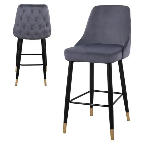 Scaun de bar CESSY VELVET H75 CM - Gri inchis