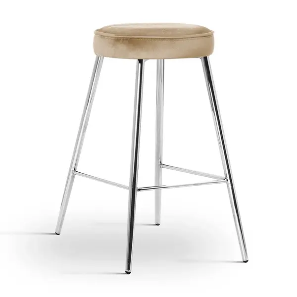 Scaun de bar Circo bej picioare silver - H68 cm